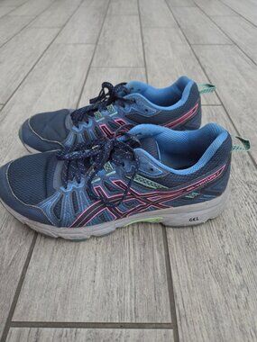 ASICS Gel Venture 7 Women's Navy Blue Pink Trail Running Shoes Size 9.5